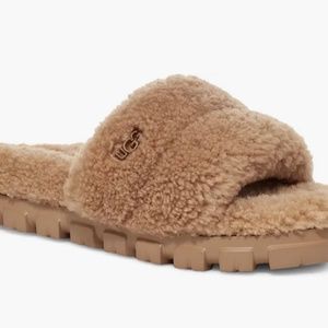 UGG COZETTA CHESTNUT CURLY SHEEPSKIN COMFORT SLIPPERS, WOMEN US 10